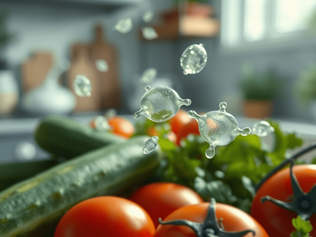 salmonella bacteria visual near vegetables