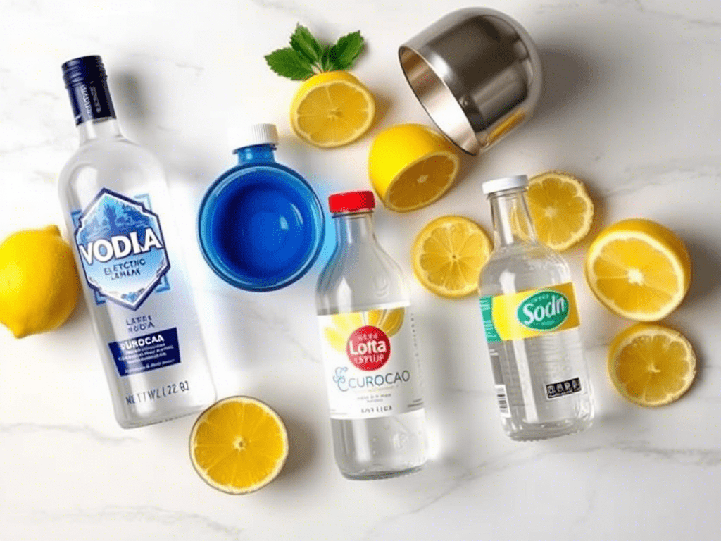 "electric lemonade recipe ingredients with blue curacao and vodka"