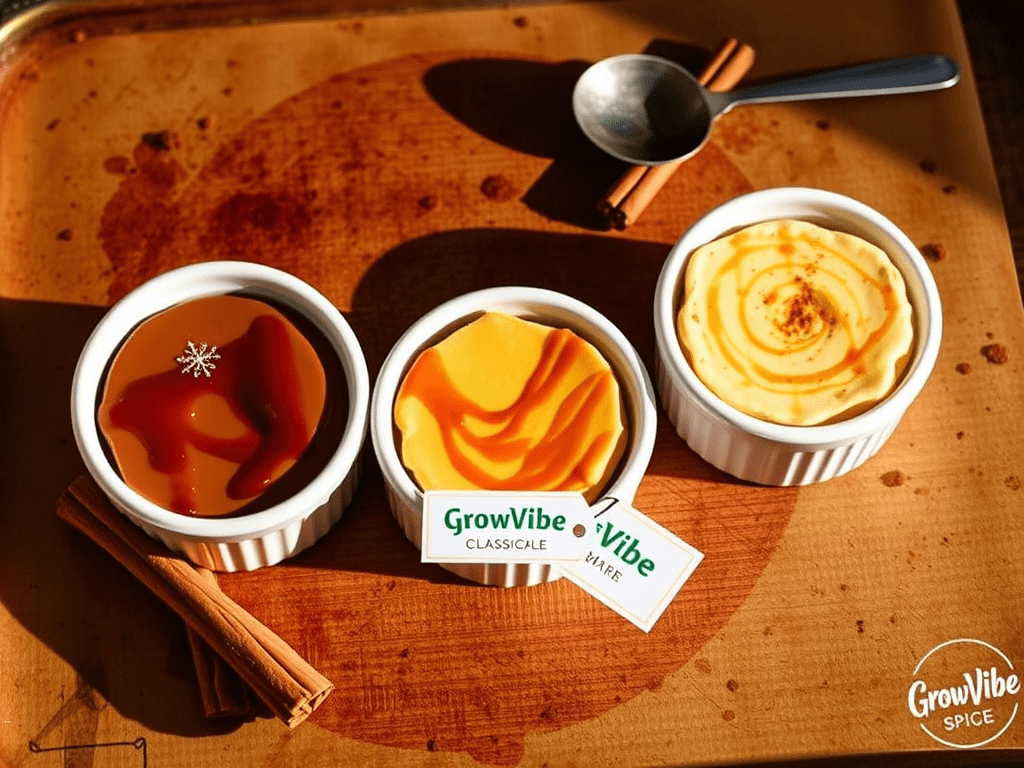 Three variations of Texas Roadhouse butter in ramekins: classic, maple, and spiced, on a rustic surface with cinnamon and wooden utensils