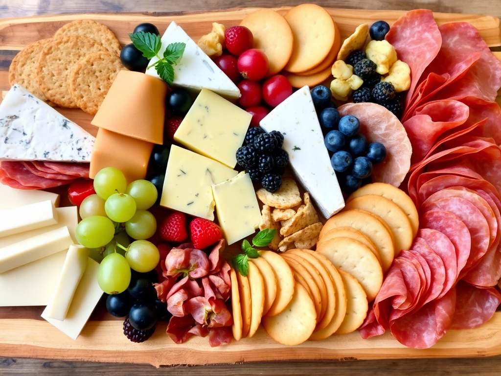 Serving soppressata with cheese, crackers, and fruit