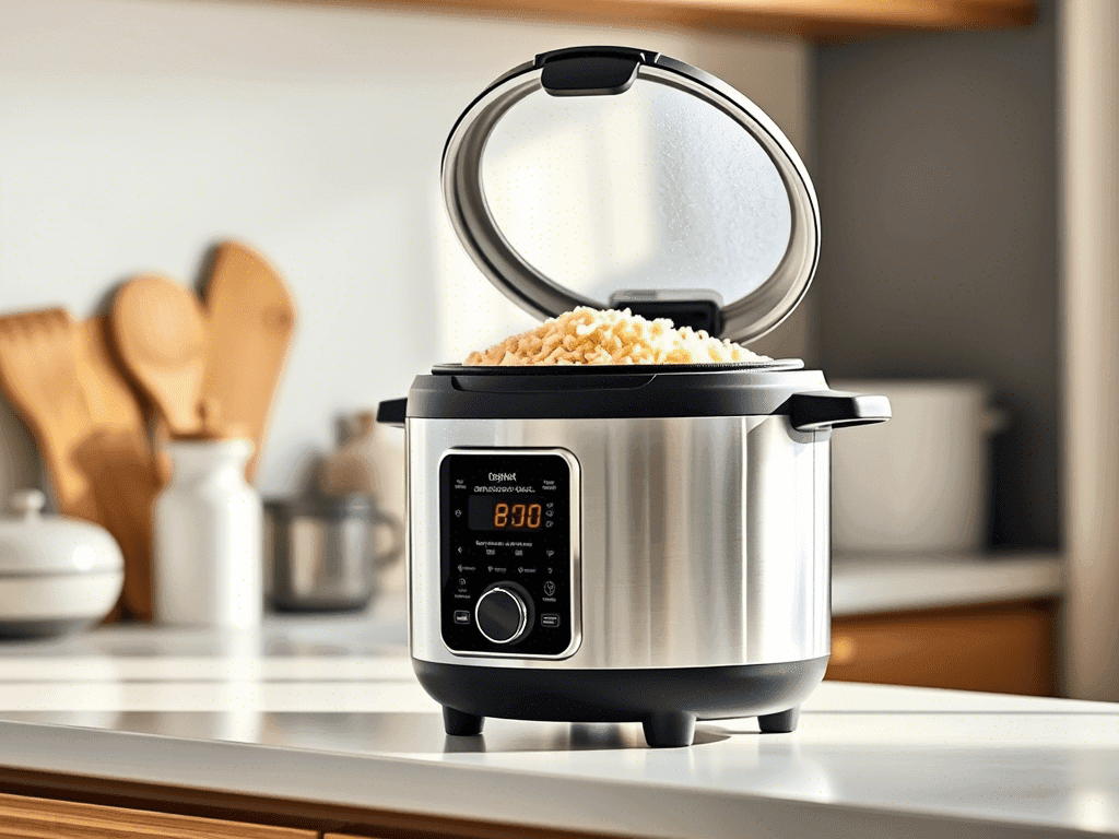 brown rice brown inside a rice cooker ready to be served