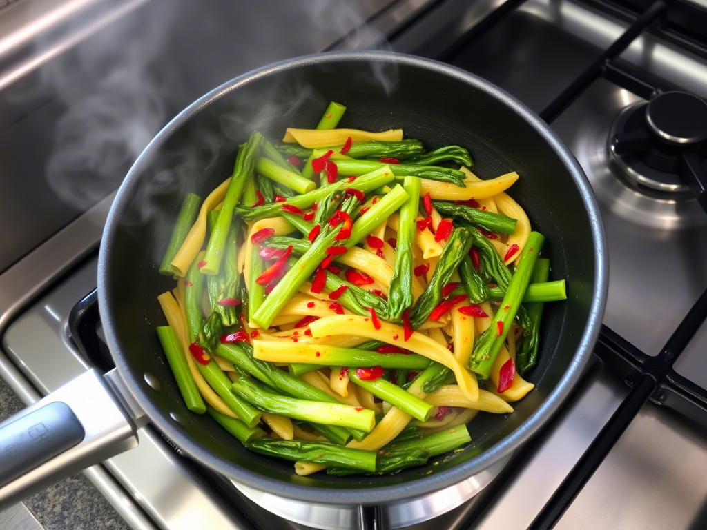 how to make broccolini with spicy chili flakes in a pan