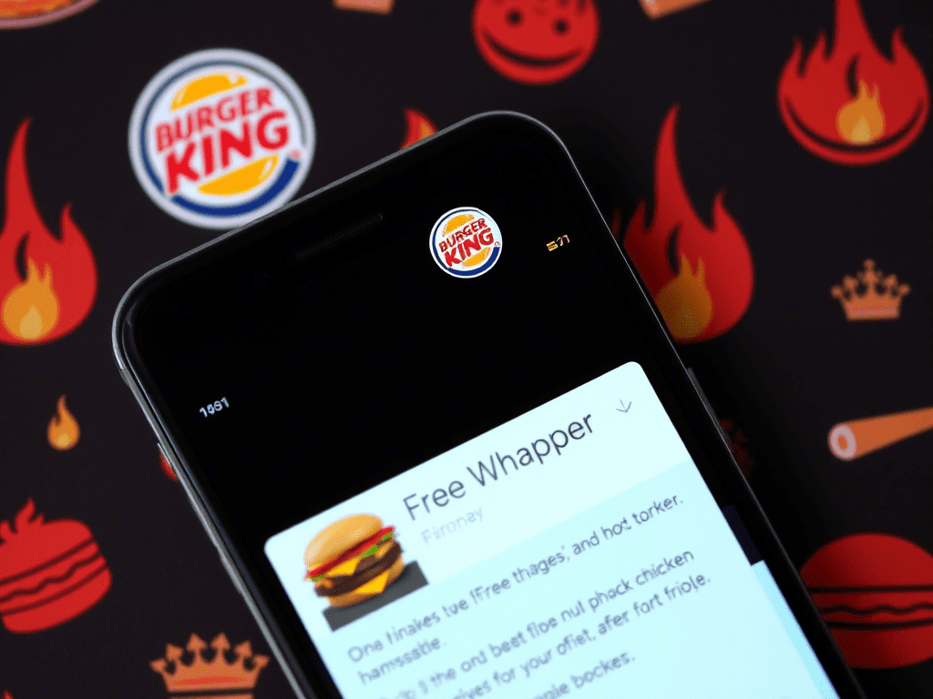 Drive-thru promo sign advertising Burger King free Whoppers and 2 for 5 meal deals