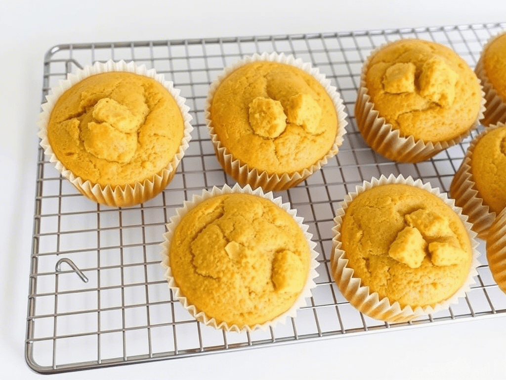 “banana bread bisquick muffins cooling on wire rack”