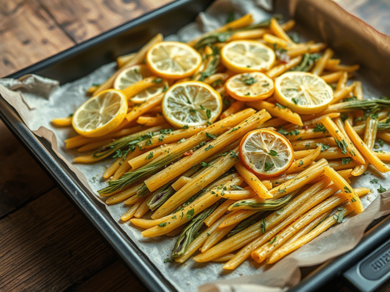 oven roasted broccolini with garlic and lemon using crocolini
