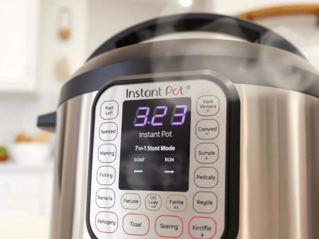 Instant Pot 7-in-1 rice cooker in cooking mode