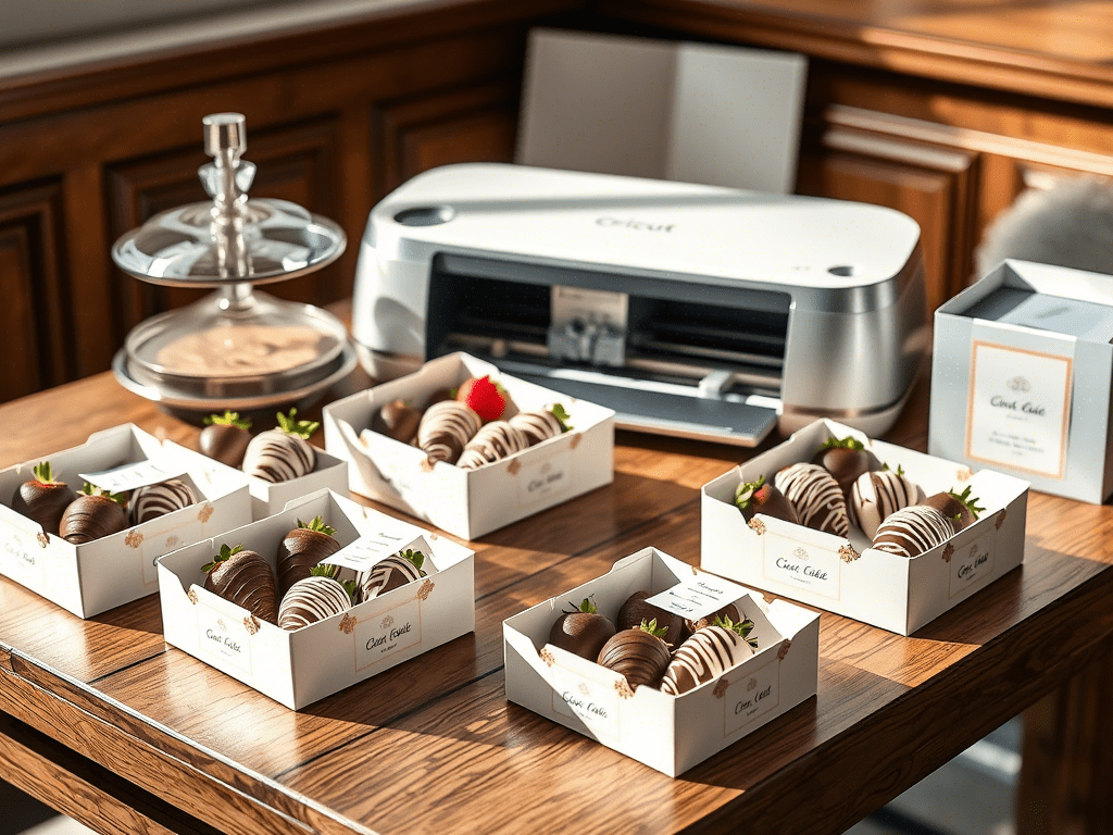 Luxury chocolate strawberry gift set with Cricut personalization and cooler box