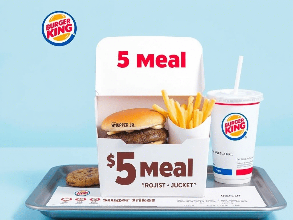 bk $5 meal deal with burger, fries, drink and dessert