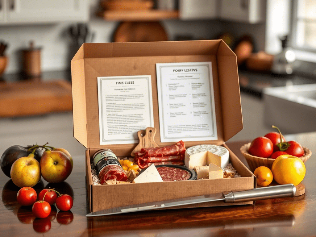 Gourmet meat and cheese gift box with soppressata and tasting notes