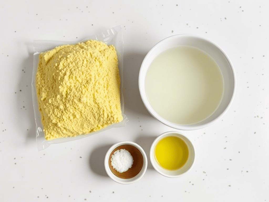 Ingredients for classic hot water cornbread recipe on a kitchen counter