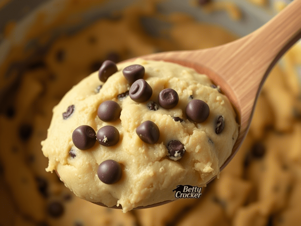 “cookie dough made from boxed cookie mix with chocolate chips”
