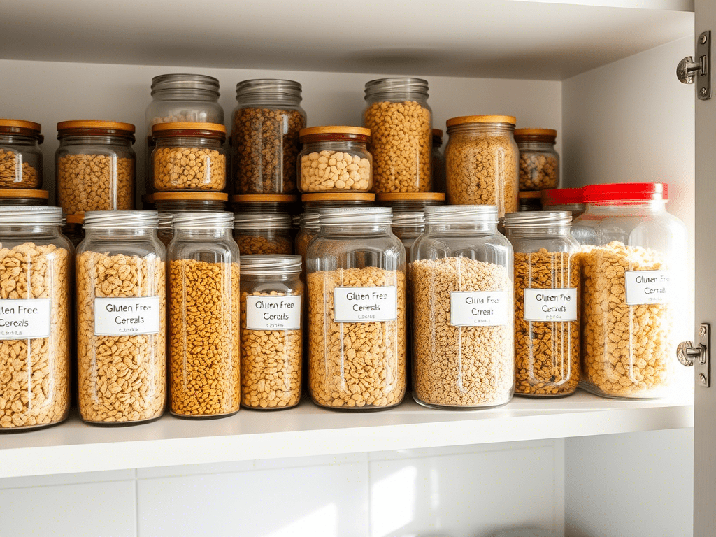 “how to store gluten free cereals in glass jars with airtight lids”