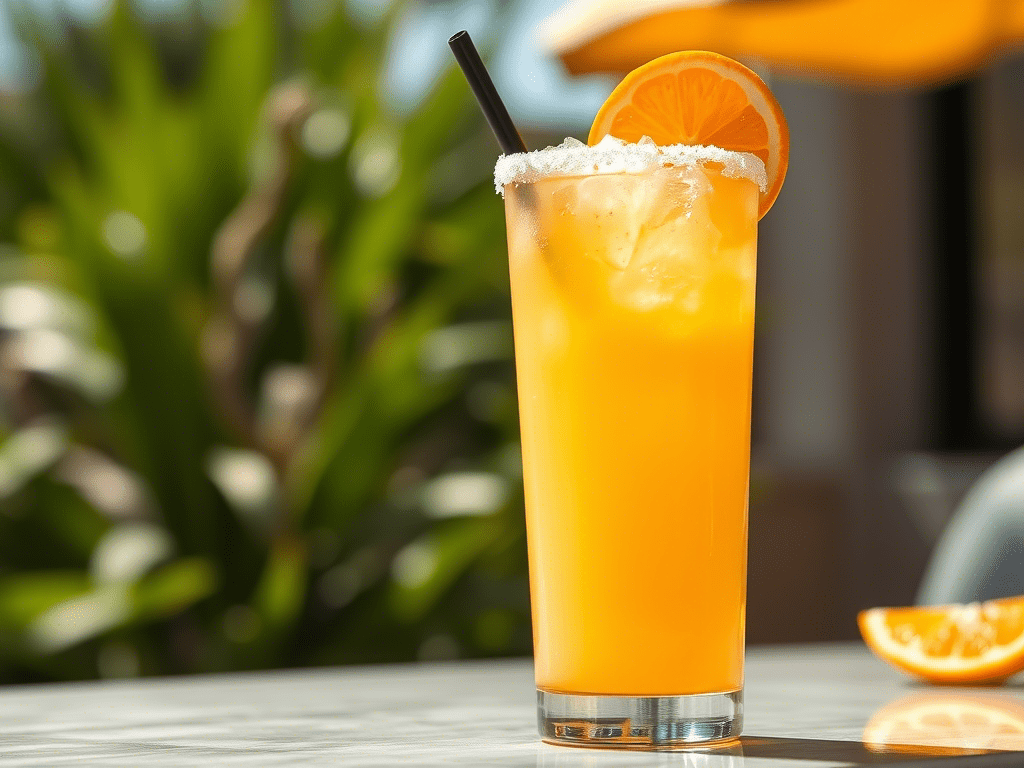 “ingredients for orange creamsicle cocktail including vodka, juice, cream, and liqueur”
