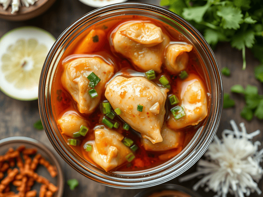 Asian chicken marinade in a bowl with surrounding ingredients