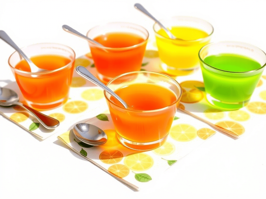“creative jello shot serving in fruit shells and mini spoons for parties”
