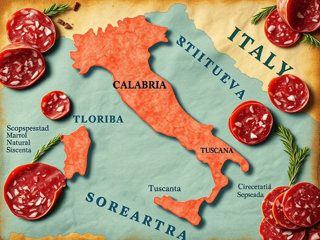 Map showing regions in Italy known for soppressata variations