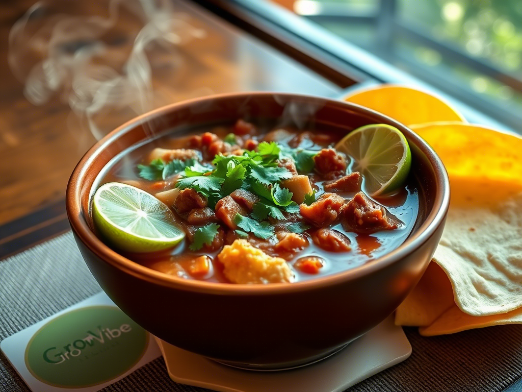 Traditional carne en su jugo guadalajara style with lime, cilantro, and tortillas on the side.