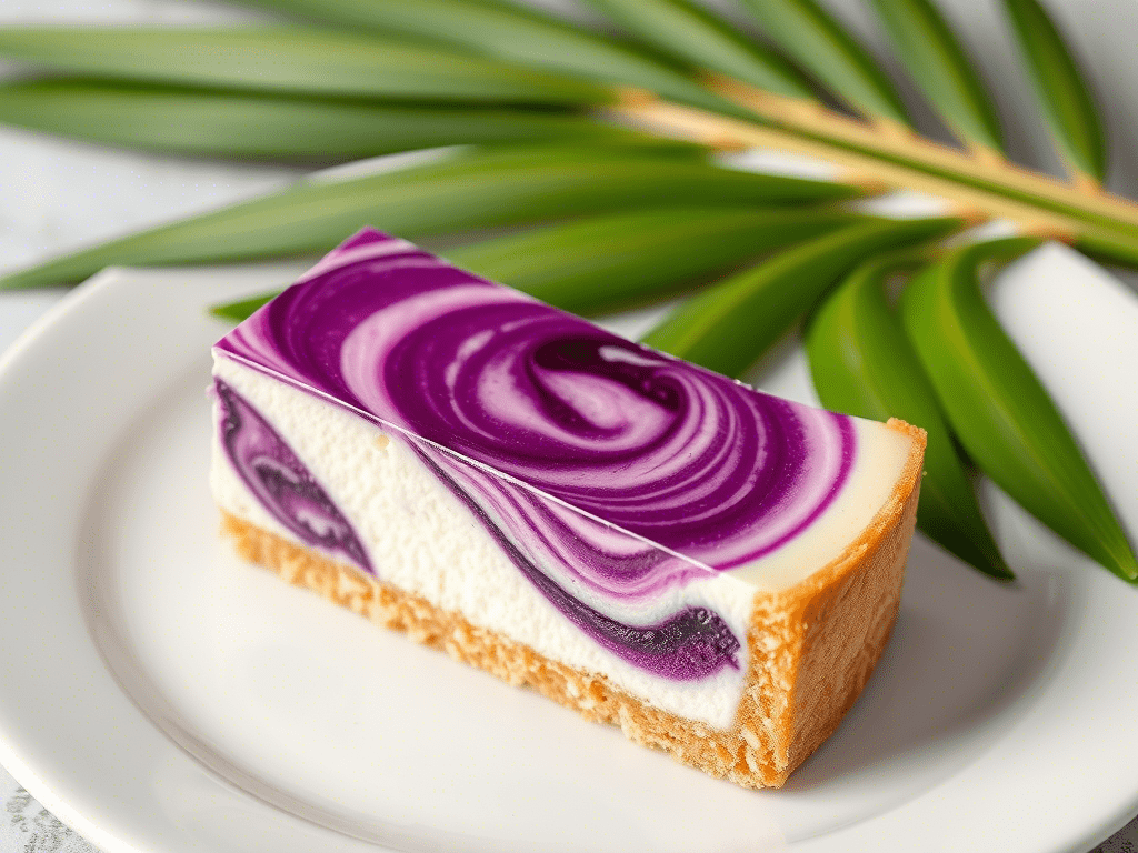 Ube cheesecake – a modern twist on traditional Filipino dessert recipes.